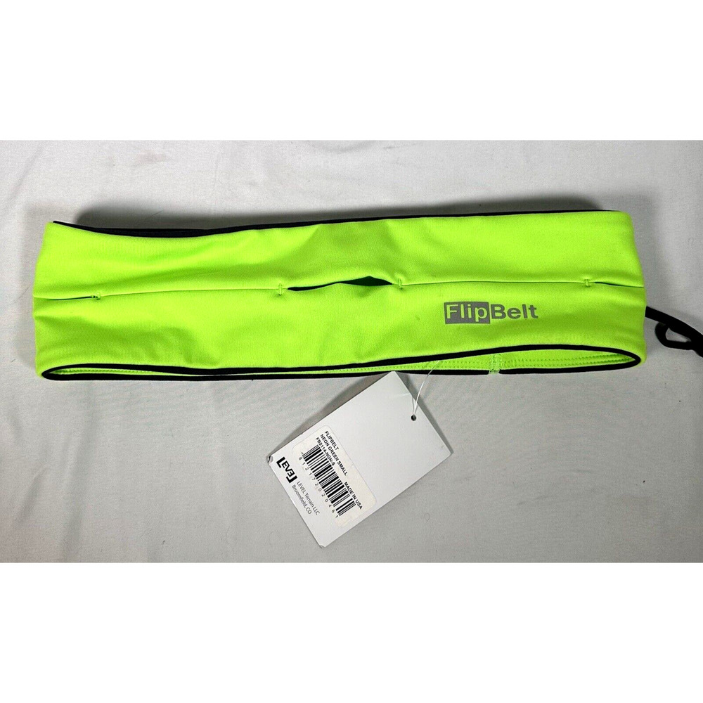 FlipBelt Classic Running Belt Small Neon Green Hidden Pockets Level Terrain New
